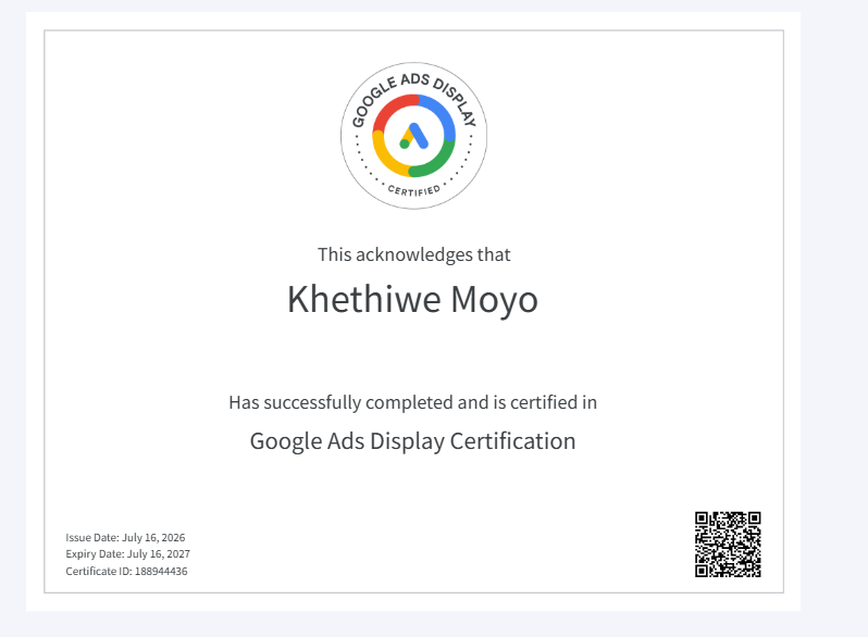Google Ads Display certificate