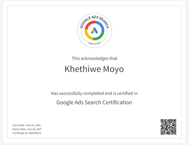 Google Ads Search certificate