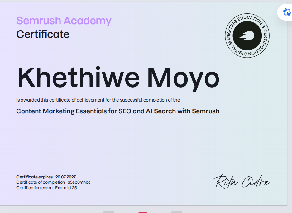 Content Marketing certificate